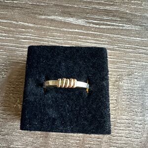 mixed metal hammered sterling silver and gold stacking band ring size 8